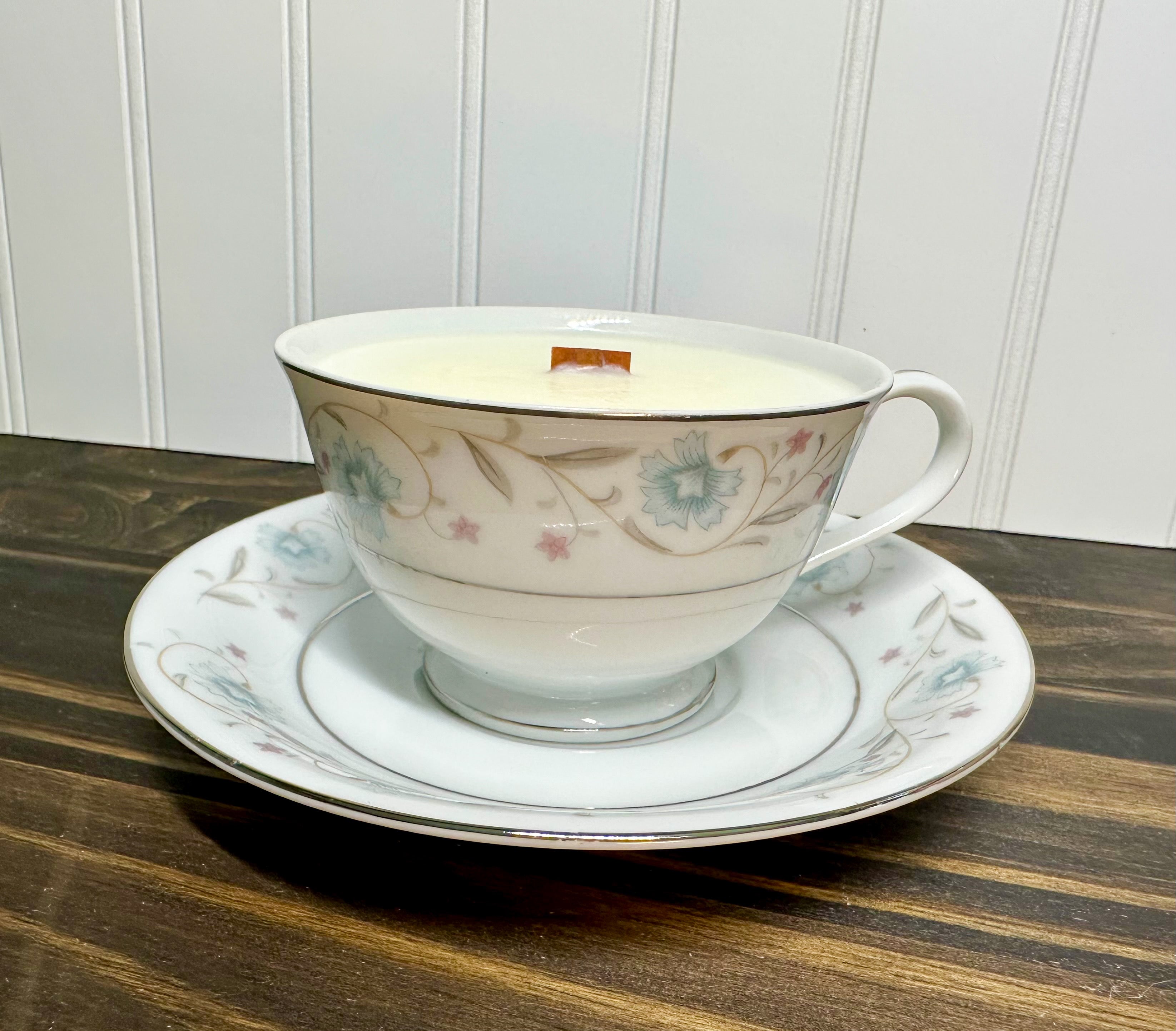 English Garden China Teacup & Saucer Candle – Mulberry