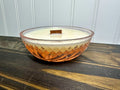 Small Pink Depression Glass Bowl Candle | Wildflowers + Suede