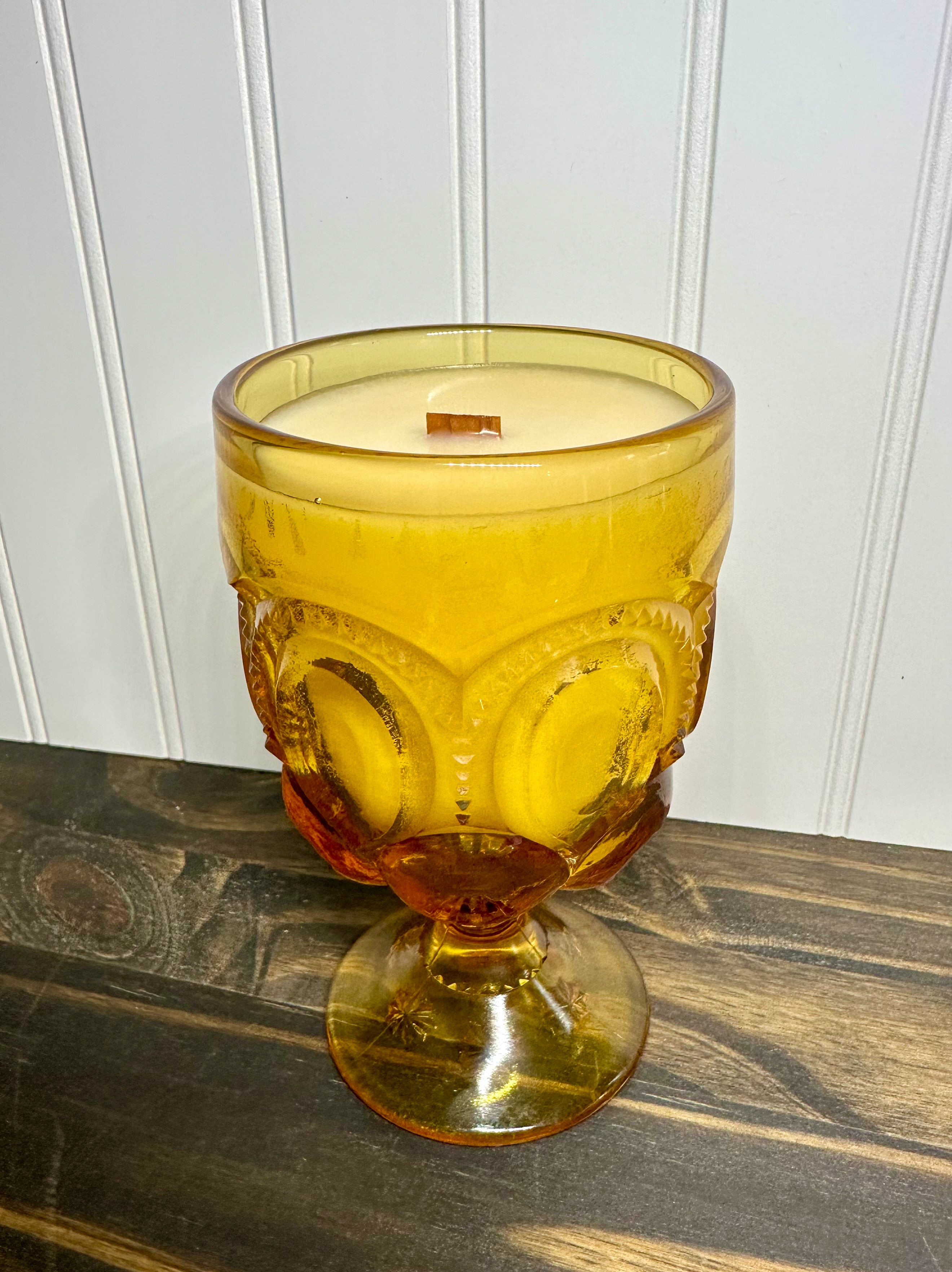 L.E. Smith Amber Moon & Stars Goblet Candle