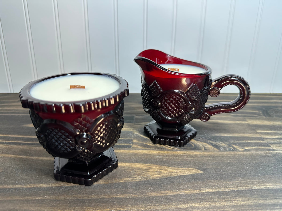 Avon Cape Cod Ruby Red Sugar and Creamer Set